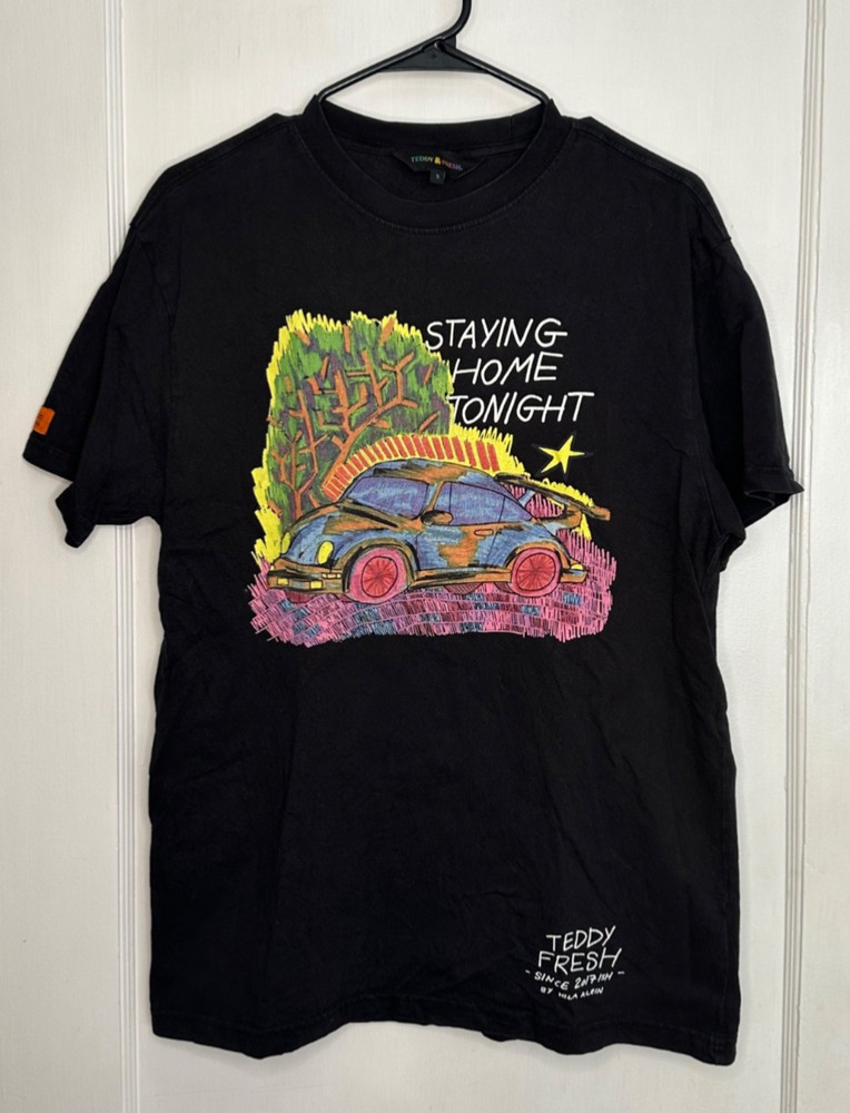 Teddy Fresh x Hila Klein Collab Size S Staying Home Tonight Car T-Shirt Black