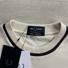 BNWT Fred Perry M7 Crew Neck Pique T-Shirt Ecru Black Mens Size Large Mod 60s