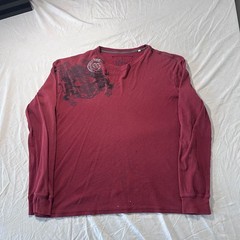 Guess Jeans Co. Maroon Waffle Knit Thermal Long Sleeve Shirt