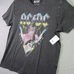 Lucky Brand ACDC Shirt Mens Large Black Music Band Casual Angus Heavy Metal NWT
