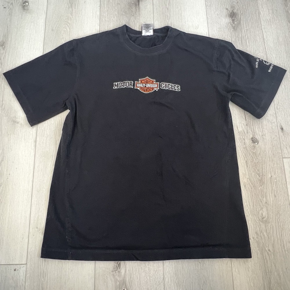 Harley-Davidson Men’s Medium Black Skull Graphic T-Shirt Embroidered Logo