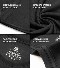 Men’s Undershirt Bamboo Rayon Moisture-Wicking T-Shirts Stretch Crewneck/V-Ne…