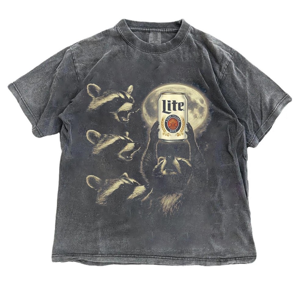Funny Raccoon Beer Shirt, Raccoon Miller Lite Moon Ritual Animal Graphic Tee, Vi
