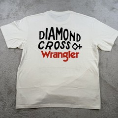 Wrangler Diamond Cross T-Shirt Mens Medium White Giddy Up Horse Cowboy Tee