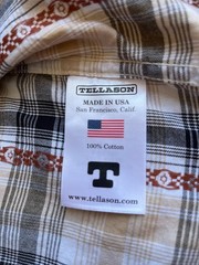 Tellason Made in USA Plaid Western Shirt Men’s Medium 100% Cotton Short Sleeve
