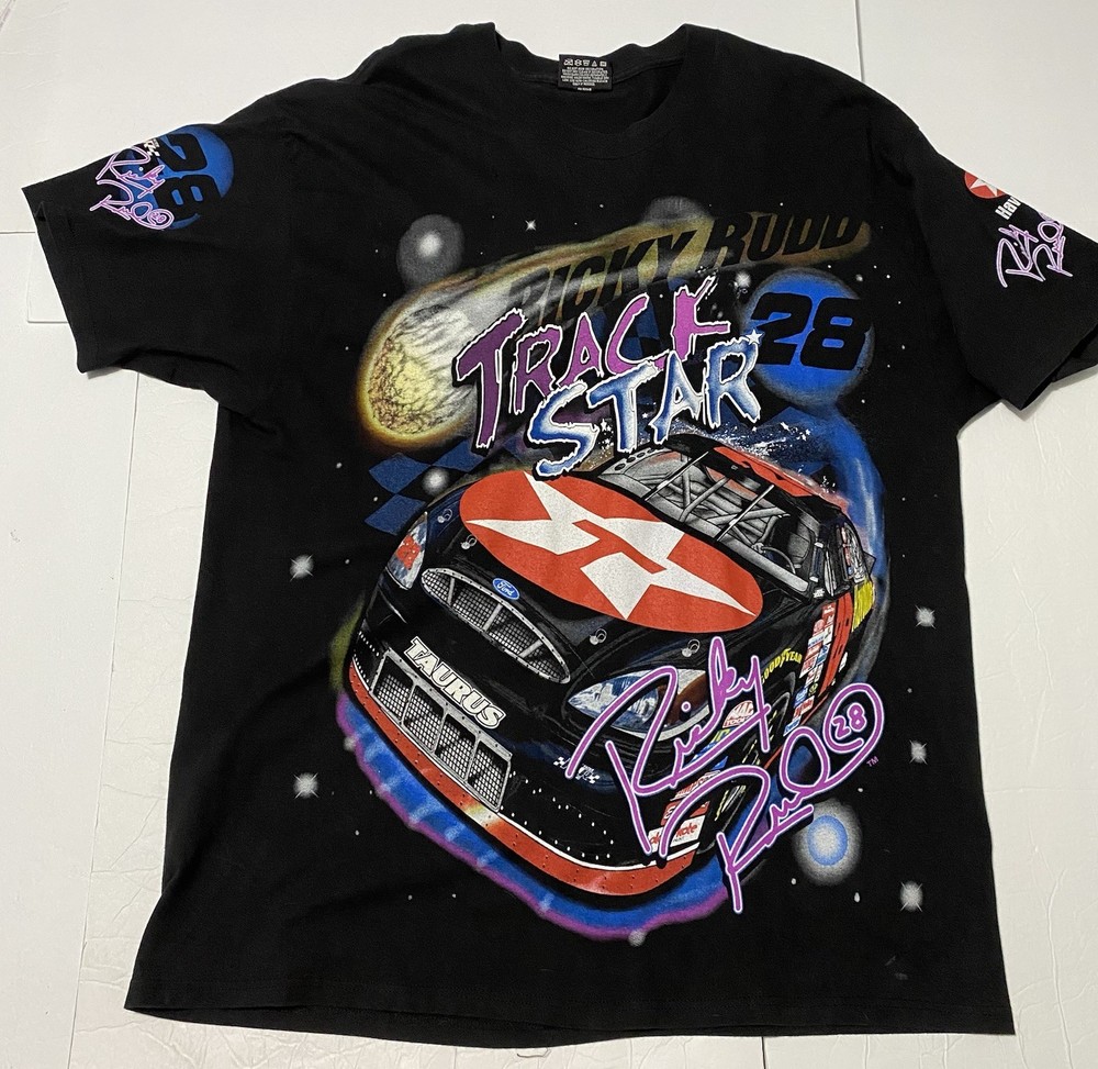 Vtg 90s Ricky Rudd Nascar Track Star All Over Print XL Chase -Small Spots Pic #4