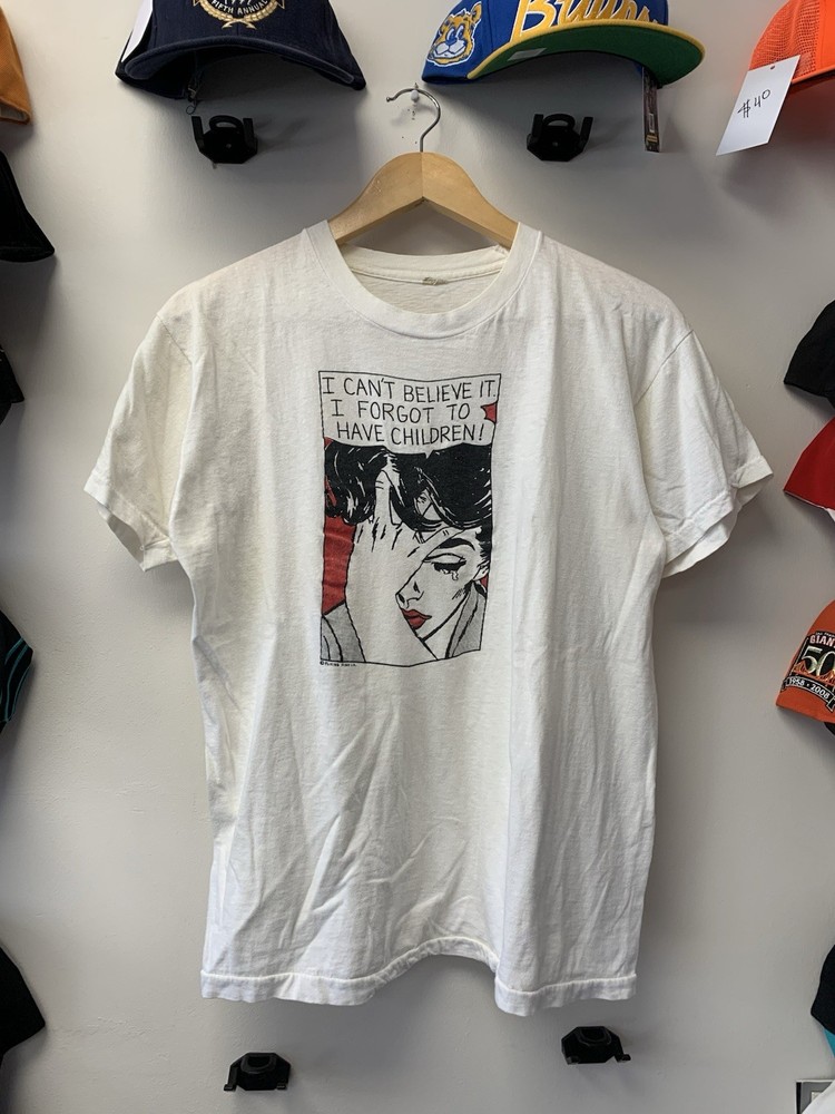 VTG 80s Roy Lichtenstein “I Can’t Believe I Forgot To Have Kids” T Shirt XL
