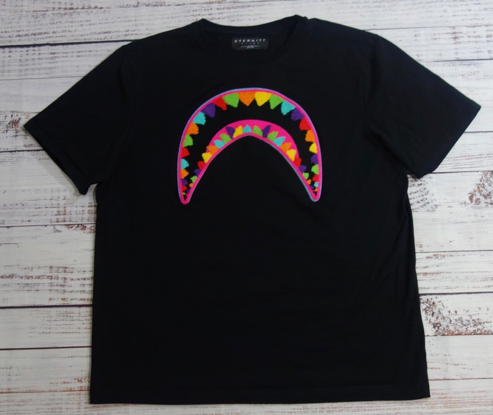 Eternity BC/AD Candy Large Shark Mouth Solid Black Short Sleeve T-Shirt Mens 2XL