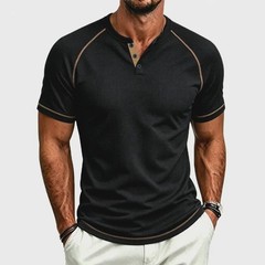 Men’s T Shirt for Henry Collar Short Sleeve Summer Breathable Casual Wear