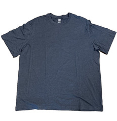 men’s heathered, blue, short sleeve T-shirt, blank polyester, cotton rayon blend