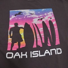 Oak Island NC Surfboard Sunset Mens Size Large Gray Short Sleeve T-Shirt