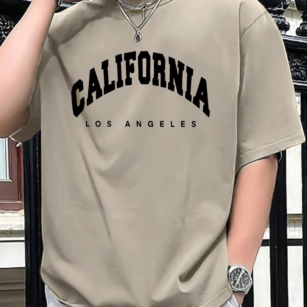 Summer men’s 100% pure cotton casual loose fit plus CALIFORNIA printed sports