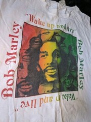 Bob Marley Vintage T Shirt Size XL Wake Up And Live Cut Off Sleeveless Spots