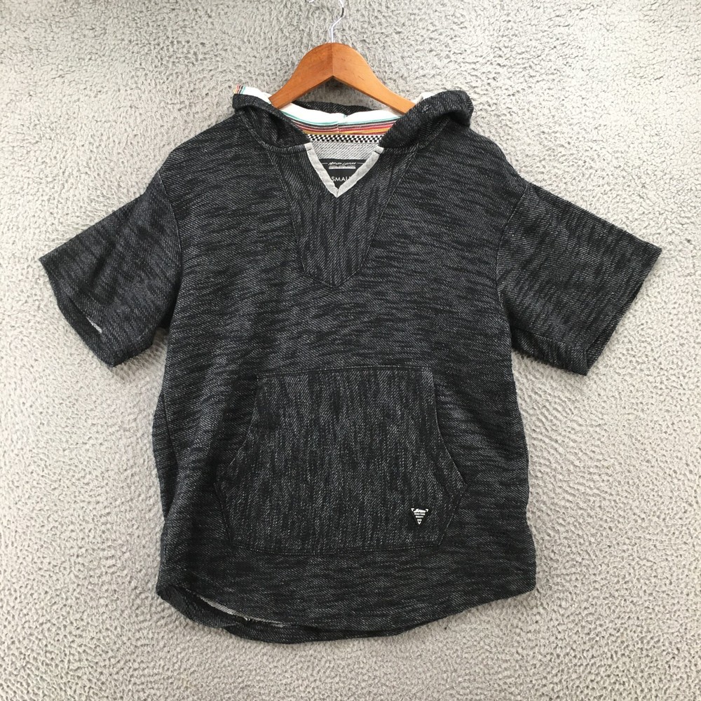 Modern Culture T-Shirt Mens S Black Hooded Short Sleeve V-Neck Pullover Casual