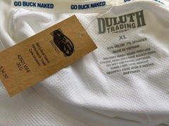 Duluth Trading Co Buck Naked Performance Travel Crew Undershirt Mens XL White
