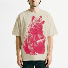Red Grizzly Bear Silhouette Wildlife Nature T-Shirt Forest Animal Graphic Tee