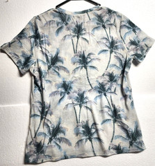 Lands’ End T-Shirt Men Medium Gray Short Sleeve Round Neck Coconut Print NWT
