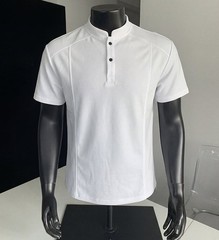 Hot Mens Casual Top Stand Collar Short Sleeved T-Shirt Business Street Party
