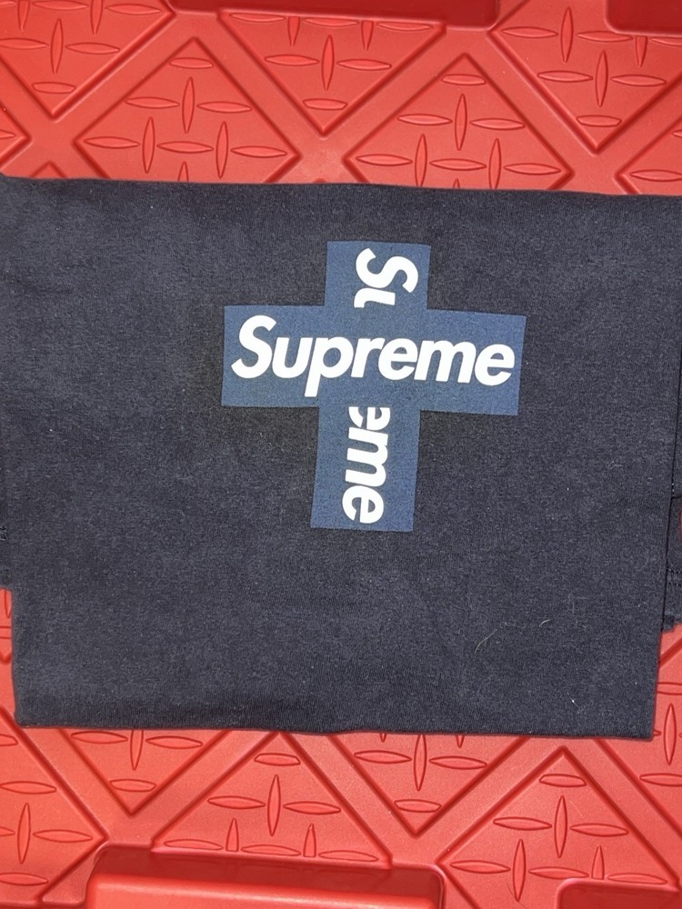 Supreme Cross Box Logo T-shirt Navy XL