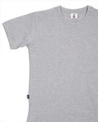 Mens Cotton Crew Neck Athletic Short Sleeve Curved Hem Plain Grey T-Shirt
