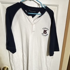 Tommy Hilfiger Men’s Raglan Henley T-Shirt White/Black Logo Short Sleeve XXL