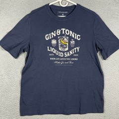 Carbon2Cobalt T-Shirt Mens Medium Blue Gin Tonic Liquid Sanity Short Sleeve Tee
