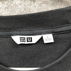 Uniqlo U Crew Neck Pocket Tee Mens Large Black Long Sleeve T-Shirt Relaxed