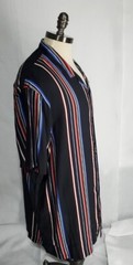Shaquille XLG Big/Tall Mens Black / Brown Multi Striped SS Button2XLT, 3XLT, 4XL
