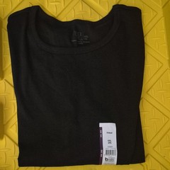 Time & TruBlack ribbed Crew Neck Short Sleeve Fitted T-Shirt womans XXL 20