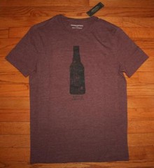 NWT Mens BANANA REPUBLIC Graphic Tee T-Shirt BEER Bottle Anatomy Wine Red *1R