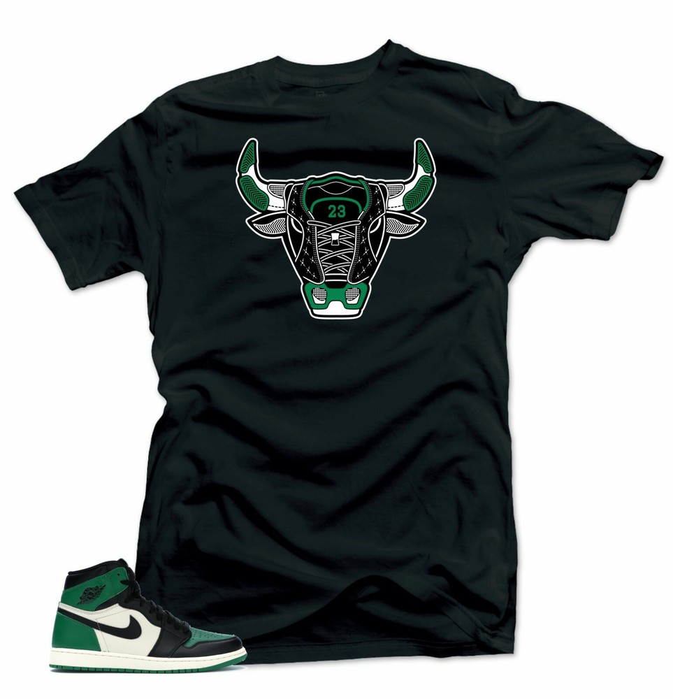 Shirt to Match Jordan Retro 1 Pine Green 2020- Bull 1 Black
