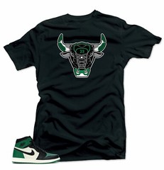 Shirt to Match Jordan Retro 1 Pine Green 2020- Bull 1 Black