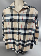 Naturals Reflections – Safari Plaid Fireside Flannel Shirt – Size Unisex Medium