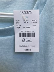 J.Crew Men’s Large VSK Teal Blue Washed Crew Neck Short Sleeve T-Shirt NWT