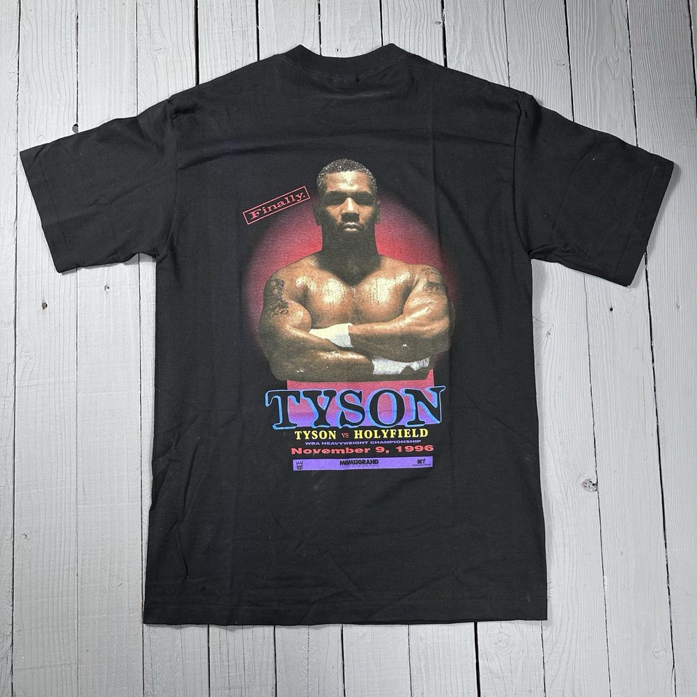 Vintage 1993 Mike Tyson Vs Holyfield Promo Tee MGM Tag Large Made In USA