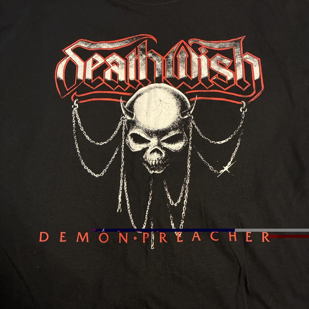 Deathwish Demon Preacher Graphic T-Shirt (Unisex XL/Black) Thrash Metal Band