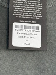 Buck Mason Mens Faded Black Venice Wash Pima Tee NWT Medium M