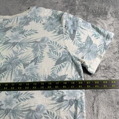 Chubbies Tropical Floral Henley Pocket T-Shirt Mens Medium Blue Cream