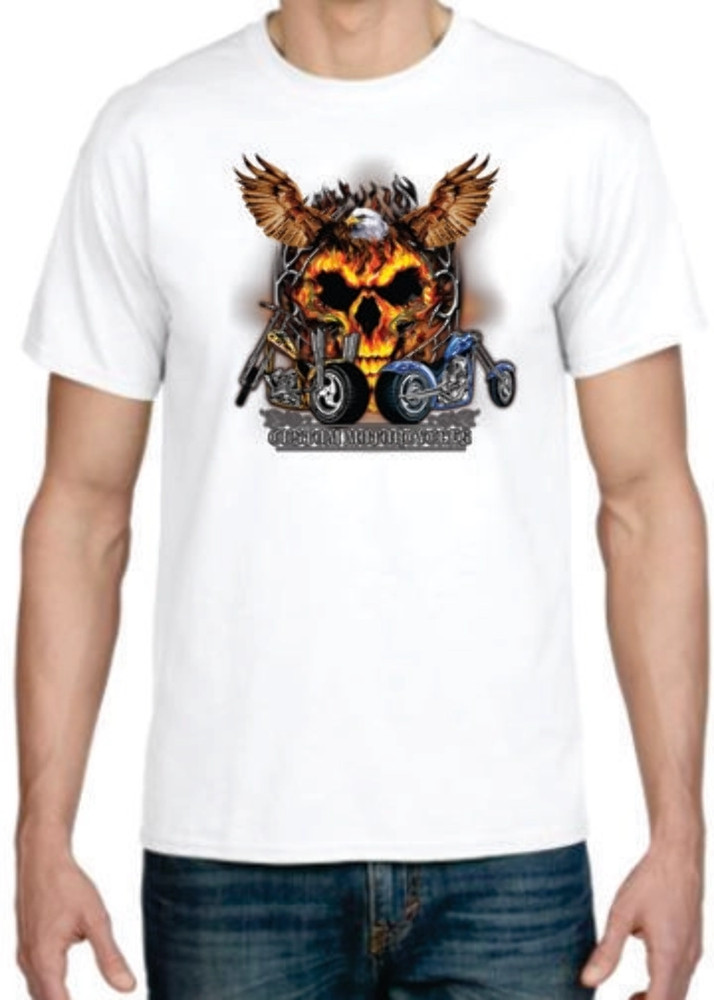 Adult DryBlend® T-Shirt – ( EAGLE SKULL RIDES – BIKER / CHOPPER)