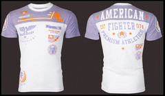 AMERICAN FIGHTER White Purple BLACKOUT Athletic Graphic T-shirt NWT