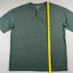 YoungLA Mens Large Green Modal Polyester Spandex Oversized Henley T-Shirt
