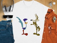 Wile E Coyote and Road Runner T-Shirt Cartoon Character Tee USA Size S to 3XL