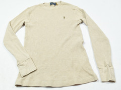Polo Ralph Lauren Waffle-Knit Thermal Shirt Mens Small Beige Long Sleeve Slim