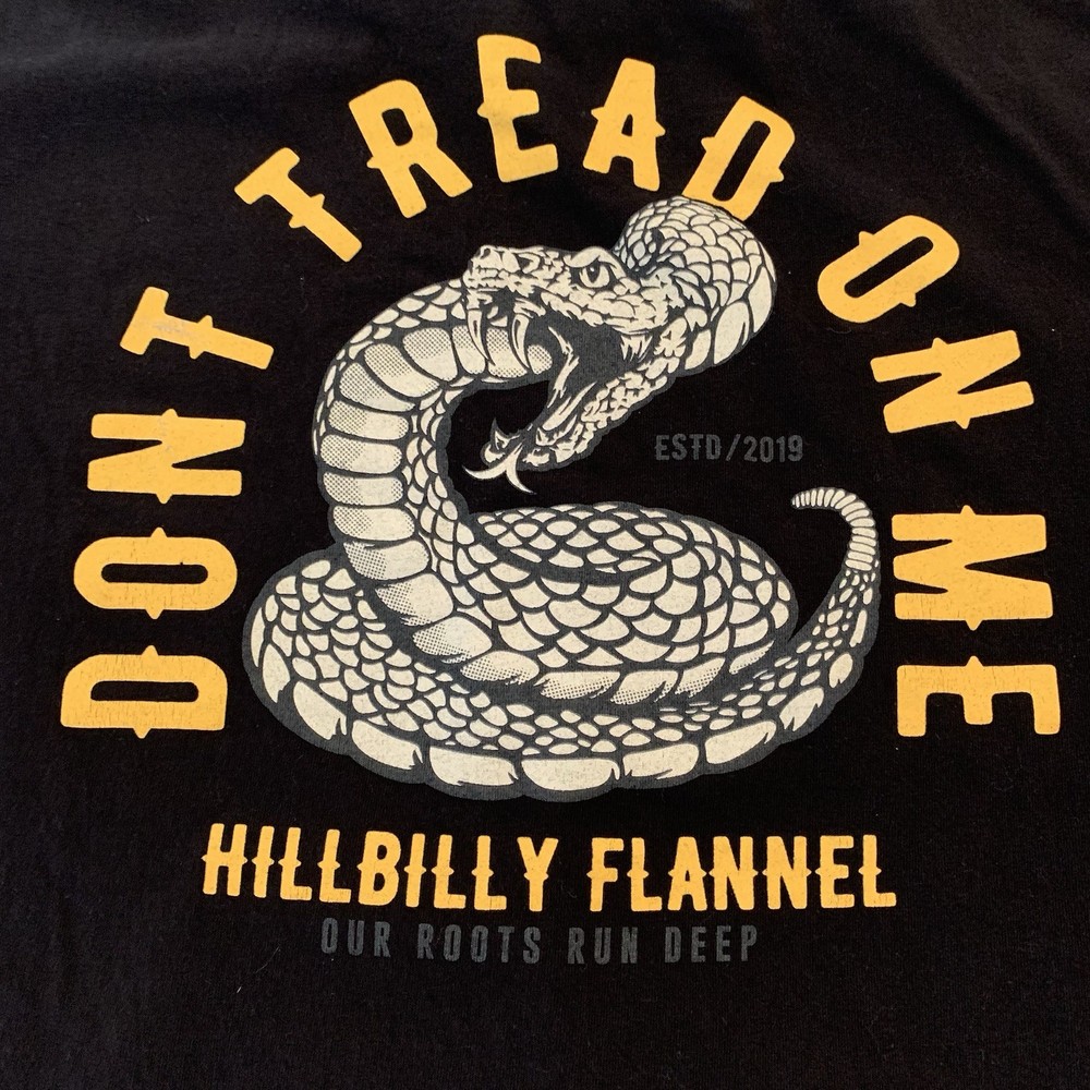Hillbilly Flannel Co Don’t Tread On Me Snake Short Sleeve T-Shirt Black Men’s XL