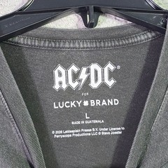 Lucky Brand ACDC Shirt Mens Large Black Music Band Casual Angus Heavy Metal NWT