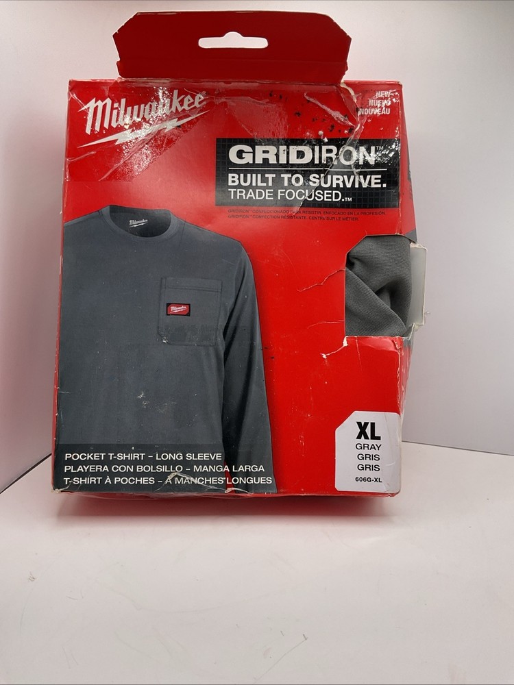 Milwaukee 606G -XL Gridiron Pocket T-shirt Long Sleeves Gray