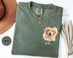 Custom Pet Portrait Comfort Tee Personalized Dog Cat Photo Shirt Gift