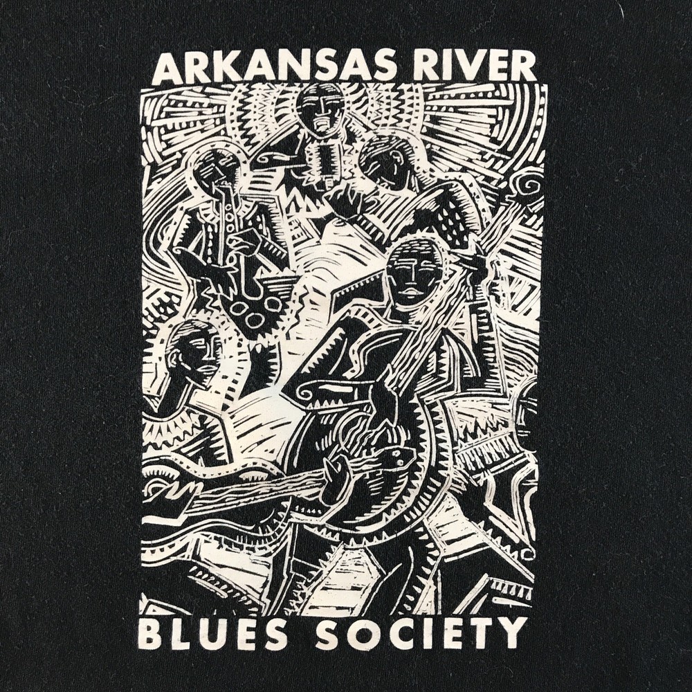 Arkansas River Blues Society Shirt Mens Small Black Markham Street Grill #5250