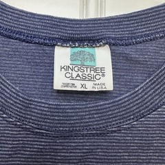Vintage Blue Striped Kingstree Classic Shirt Mens XL Blank Made USA Soft Tee