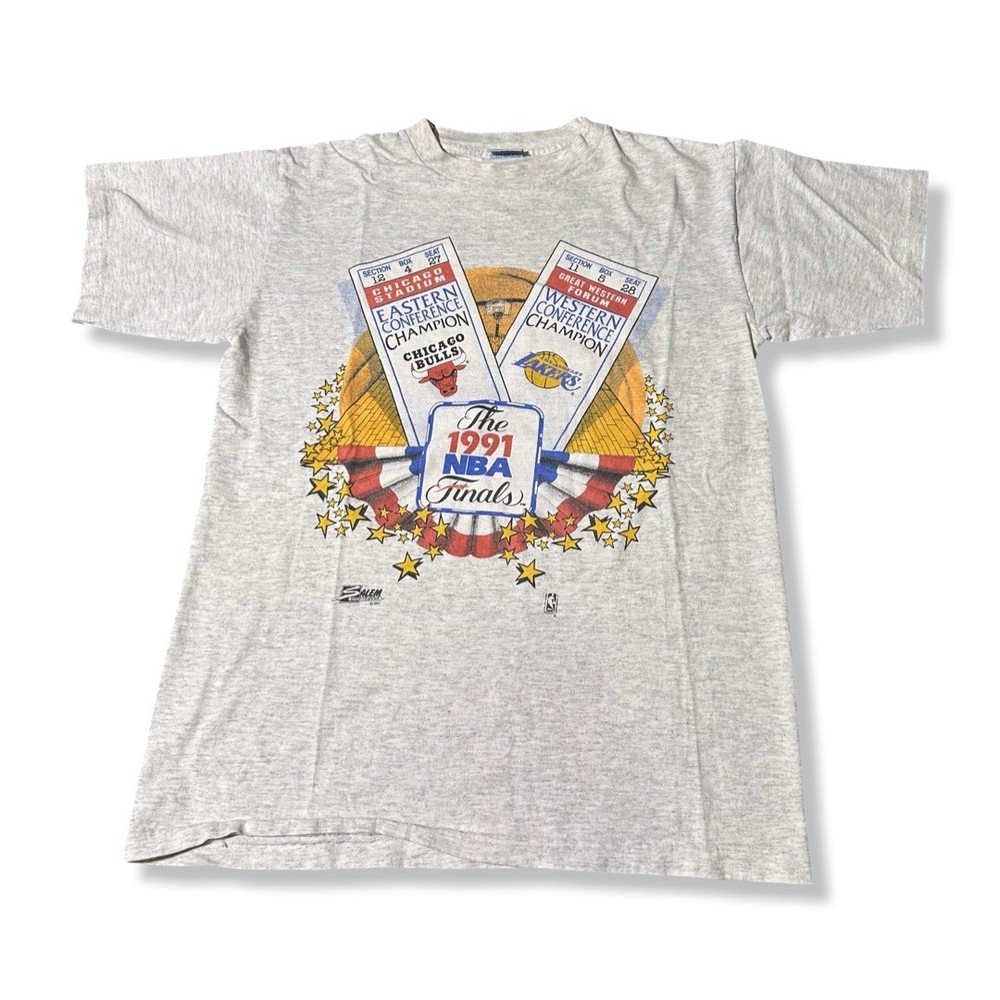 Vintage NBA FINALS CHICAGO BULLS LA LAKERS T-SHIRT TEE BASKETBALL Medium 90s